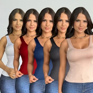 Kit 5 Blusas Regatas Femininas Alca Larga