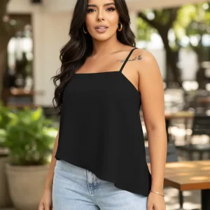 Regata Feminina Assimétrica Blusa Elegante De Alcinha